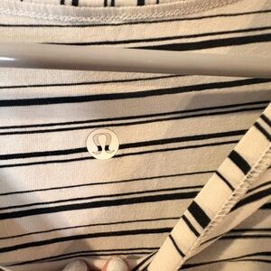 lululemon athletica Cream and Black Striped Tank Top